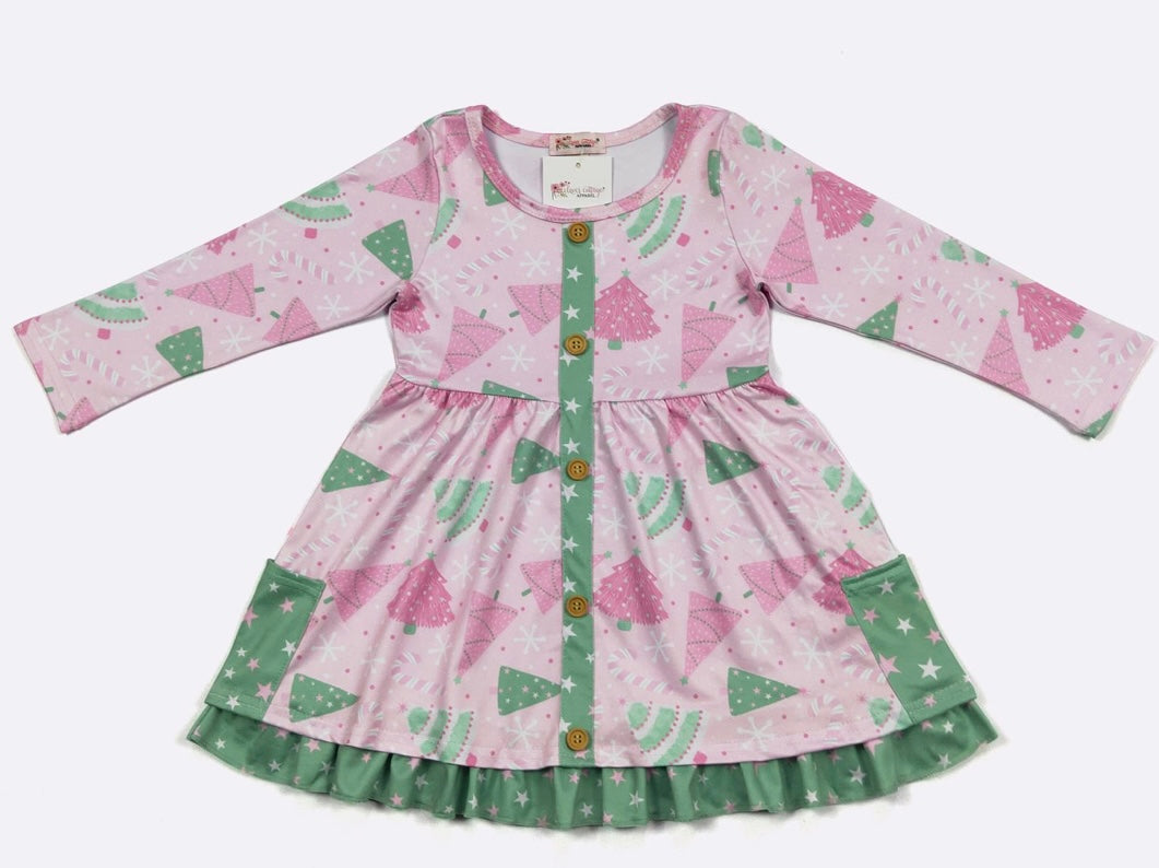 Christmas Pink Evergreen Dress